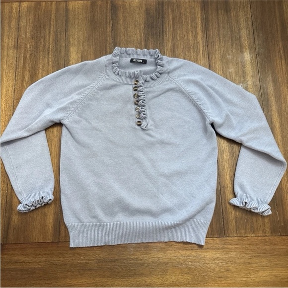 "BTFBM" Women's Ruffled Sweater-Blue-Small - Picture 2 of 11